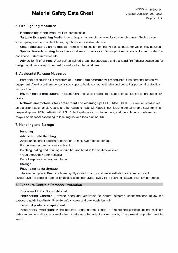 Material Safety Data Sheet