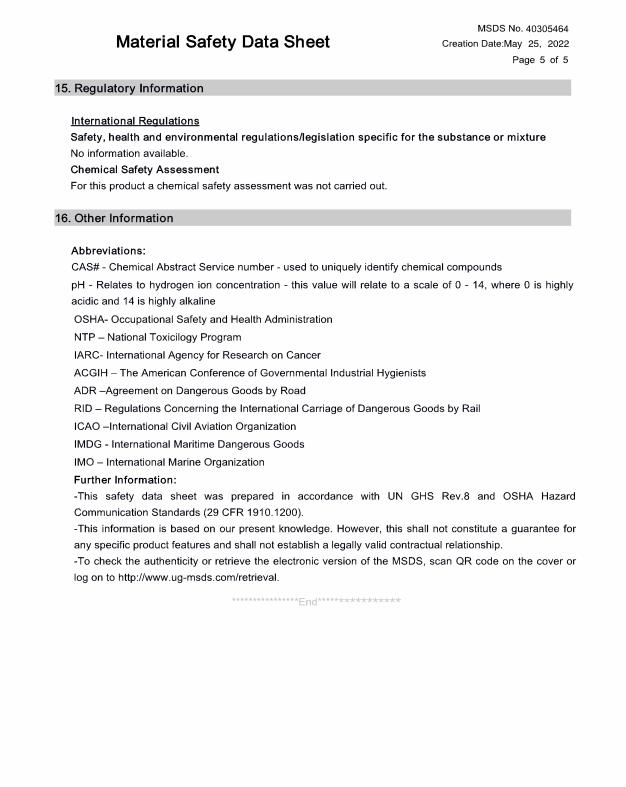 Material Safety Data Sheet